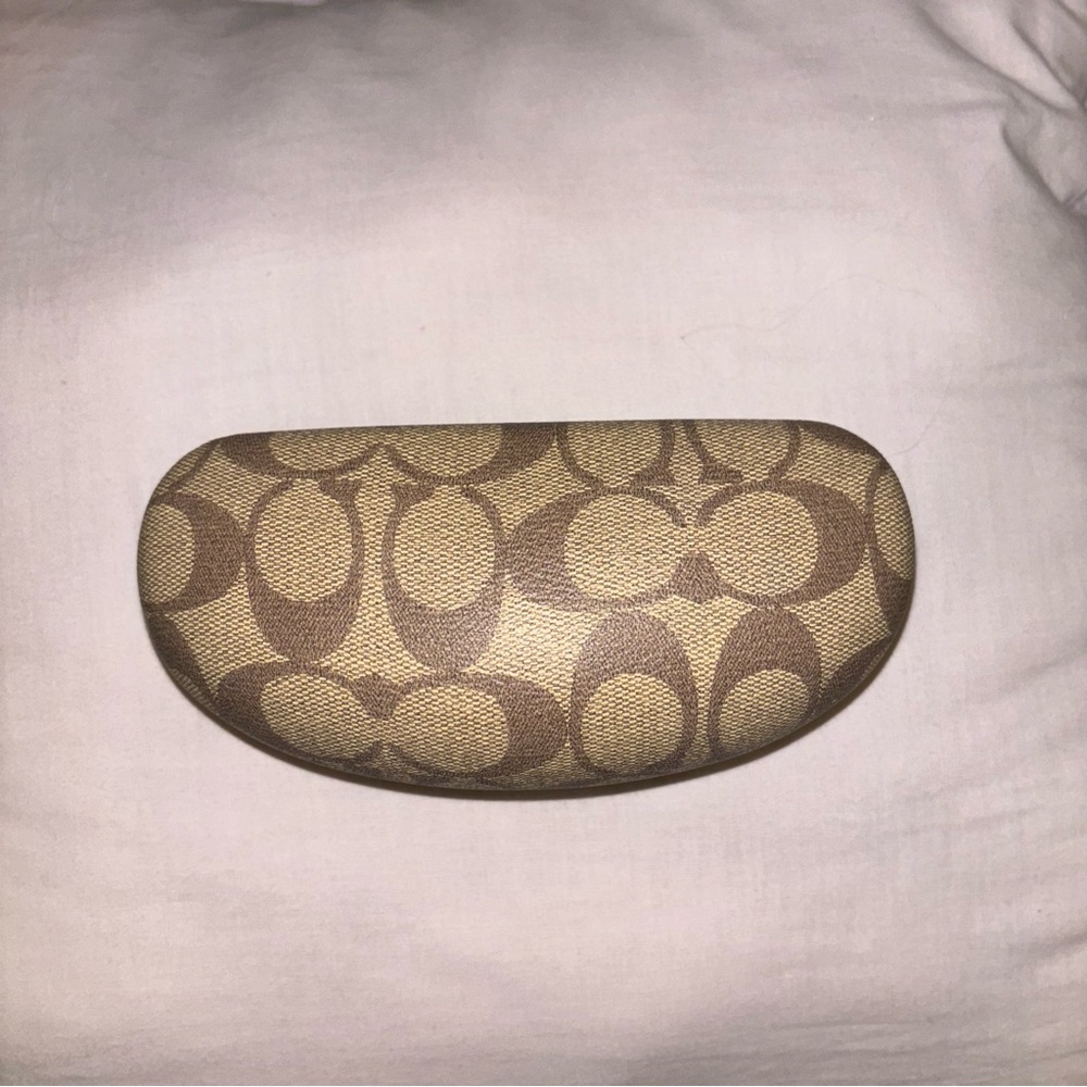 Coach Logo Clamshell Sunglasses Case Tan and Brown